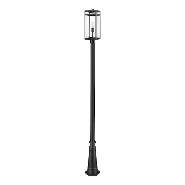 Z-Lite Nuri 1 Light Outdoor Post Mounted Fixture, Black & Clear 596PHBR-519P-BK - main